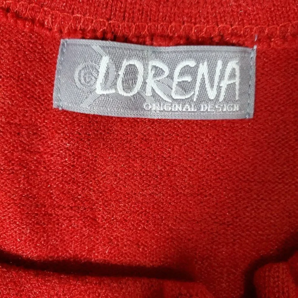 Lorena Original Design Womens Wrap Cape Shawl One Size Red Geometric Design‎ NEW